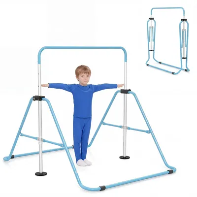 Obrázek produktu pro Nastavitelná dětská gymnastická hrazda, skládací, 90-130 cm, modrá