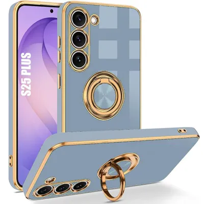 Image de Coque pour Samsung Galaxy S26 Plus, Protection Antichoc Anti-Rayures Elégant avec Anneau - Bleu
