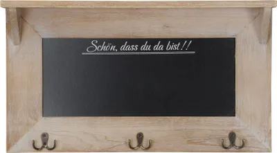 Produktbild von Wandgarderobe 60x34cm Memoboard Holz Braun Ablage Kreidetafel Shabby Chic