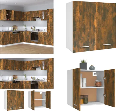 Produktbild von vidaXL Hängeschrank Räuchereiche 60x31x60 cm Holzwerkstoff - Hängeschrank - Hängeschränke - Küchenschrank - Lagerschrank