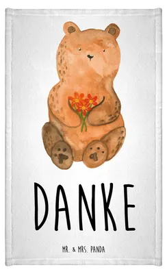 Produktbild von Mr. & Mrs. Panda Gästetuch Bär Dankbar - Weiß - Geschenk, Teddy, Gästehandtuch 30x50, Handtuch Klein, Frotteetuch, Blumen, Dankeschön, Kleines, Danke, buntes
