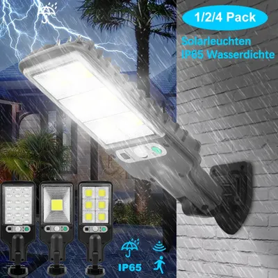 Produktbild von Solar Straßenleuchte, 120 LED 240W , Gartenleuchten mit Bewegungsmelder,IP67 Wasserdichte, Außen Garten Solarleuchten, Lampe Wandleuchte