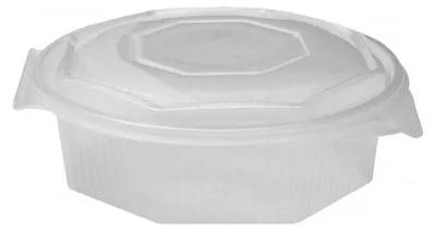 Produktbild von 125x Achteckbecher klar mit angehängtem Deckel 1500 ml (PP)