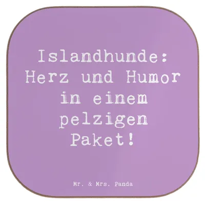 Produktbild von Mr. & Mrs. Panda Tassen Untersetzer Spruch Islandhund Freude - Lavendeltraum - Geschenk, liebevolle Hunde, verspielte, Hunderassen, für Gläser, Charakter, Hunderasse