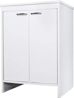 Produktbild von Waschbeckenschrank für Badezimmer und Waschraum, Weiß, aus PVC, mit 2 Türen, FB9002K Negari