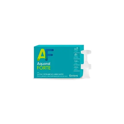 Imagen del producto de Gotas oftálmicas Esteve Aquoral Forte, ácido hialurónico 0,4%, 30 dosis individuales