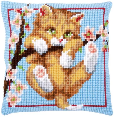 Produktbild von Vervaco Kreuzstich Stickpackungen Kissen Stickerei Set Anfänger Vorgedruckt Am Zweig hängend DIY Set Kreativ Set Für Erwachsene Dekoratives Kissen ca.