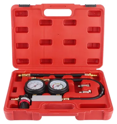 Produktbild von Inovra - Kompressionstester mit doppeltem Manometer, 0-7 bar / 0-100 psi - Zylinderleckage-Detektor - Leckage-Detektor-Set - Geeignet für Benzinmotoren - Gummischutzhülle