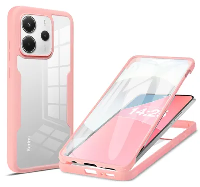 Produktbild von 360 Grad Rundum Schutz Handyhülle für Xiaomi Redmi Note 14 Full Cover Vollschutz Case Farbe: Rose