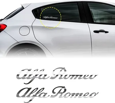 Produktbild von Alfa Romeo Aufkleber Offizielle Logo Schrift, Chrom, 13 cm, 2 Stücke