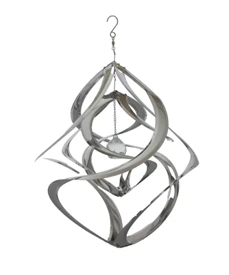 Produktbild von Deko Windspiel doppel Hurrikan Kugel Edelstahl Rostfrei Windrad Wind Dancer 44cm
