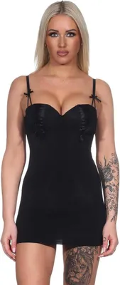 Produktbild von Damen kurzes Negligé mit Cups Nachtkleid Spitze; Schwarz/80 B