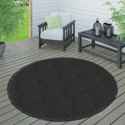 Produktbild von Outdoor Teppich wetterfest Garten & Terrasse flachgewebt Uni Sisaloptik robust Grösse 160 cm Rund
