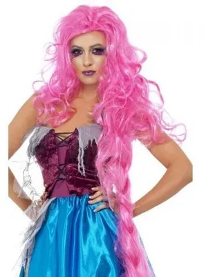 Produktbild von Rapunzelperücke für Damen Perücke pink Damenperücke Langhaarperücke Halloween Halloweenperücke