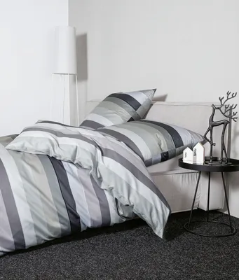 Produktbild von Janine Design Mako-Satin-Bettwäsche-Garnitur J. D. 87097 Farbe platin graphit Größe 155x220+80x80 cm