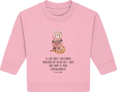 Produktbild von Mr. & Mrs. Panda Organic Baby Pullover Roter Panda 12. - 18. Monat - Baumwolle Pink - Geschenk, Lieblingsmensch, Herz, Liebling, Liebe, Bullover, Rot, Lustige Sprüche