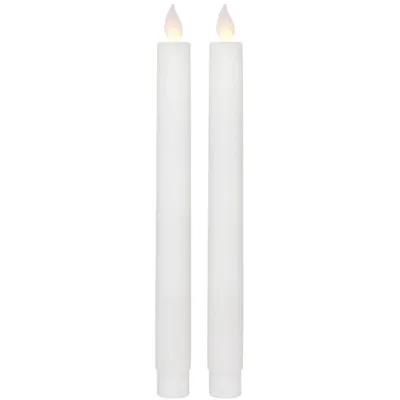 Produktbild von Star Trading 064-69 LED-Wachskerzen "M-Twinkle" lang 2er Pack, Farbe: weiß,   ca. 24x2,2 cm, bewegende Flamme Batterie, Timer, Blister