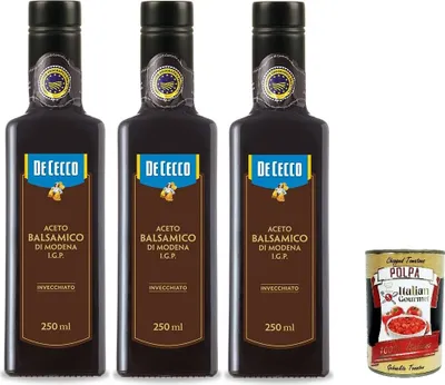 Produktbild von 3x De Cecco Balsamico-Essig aus Modena I.G.P. 250ml + Italian Gourmet polpa 400g