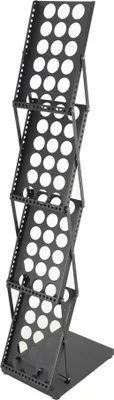 Produktbild von Broschürenständer, Eisenkonstruktion, 4 Präsentationsregale, faltbares Design, 140 x 40 x 28 cm, ideal für Ausstellungen