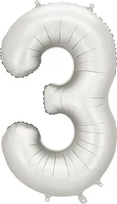 Zdjęcie produktu dla Balon foliowy "3", 86 cm, srebrny