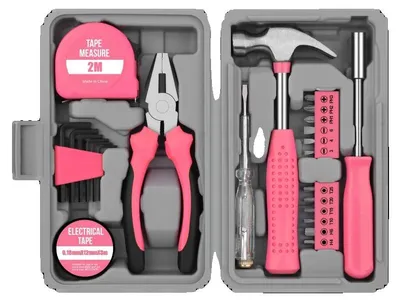 Immagine prodotto di Set di utensili, 24 pezzi, compatto e portatile, rosa, 24 pezzi