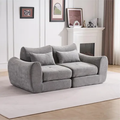 Produktbild von PixelPilot Modulares Chenille-Sofa，2-Sitzer kombiniertes Wohnzimmersofa, montagefrei & bequem