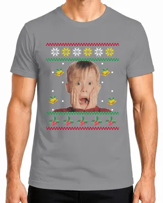 Imagen del producto de Kevin Alone en Casa - Suéter navideño feo, camiseta de Navidad para hombre, color gris, talla XL
