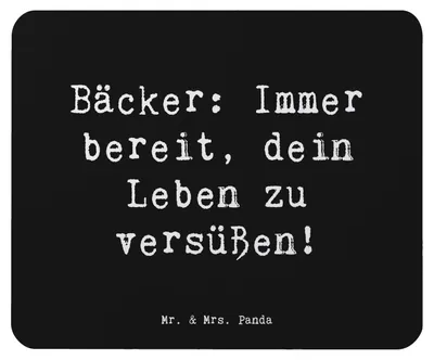 Produktbild von Mr. & Mrs. Panda Mousepad Spruch Bäcker Freude - Schwarz - Geschenk, Berufspassion, mousematte, pc mauspad, Beruf, Backstube, laptop, Mouse Pad, Gebäck, Zutaten, Kuchen