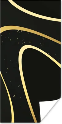 Produktbild von MuchoWow® Poster Goldene Wellen auf schwarzem Hintergrund 20x40 cm - Plakat - Foto
