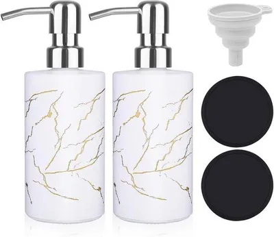 Produktbild von Moderne Glas-Dispenser mit Edelstahl-Pumpe 350 ml für Küche und Badezimmer