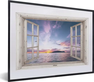 Produktbild von MuchoWow® Gerahmtes Poster Aussicht - Meer - Insel 40x30 cm - Poster mit Schwarzem Bilderrahmen Wandposter Rahmen Foto Bilder - Bilderrahmen - Poster im Rahmen