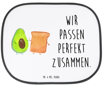Produktbild von Mr. & Mrs. Panda Sonnenschutz Fürs Auto Avocado Toast - Weiß - Geschenk, Seitlicher, Verlobt, Pärchen, Liebe, Sonnenblende, Seitenscheibe, Fenster, Hochzeitsgeschenk