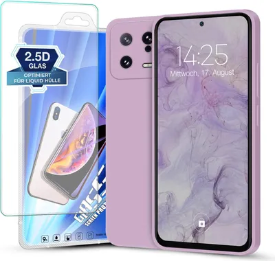 Produktbild von Hülle für Xiaomi 13 5G mit 9H Displayglas Displayschutz Plus Case Cover Bumper Silikon Softgrip Schutzhülle Farbe: Lila