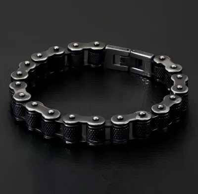Obrázek produktu pro Pánský motocyklový náramek 23 cm z nerezové oceli 316L černý