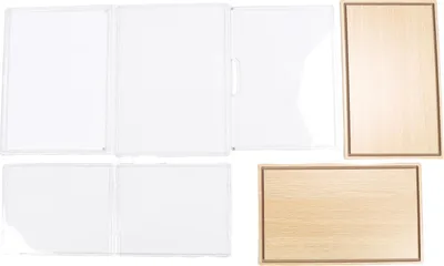 Produktbild von Klare Figuren-Vitrine, Kunststoffbox für Sammlerstücke, Puppen, Heimaufbewahrung, Organisation von Spielzeug, Holzsockel, 36 x 22 x 26 cm, Gelb