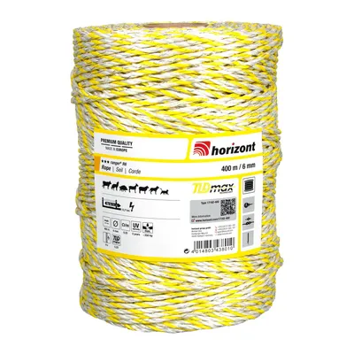 Produktbild von horizont Weidezaunseil ranger® R6 | 400 m | Ø 6 mm | 6 Leiter horizont ranger® - Unsere Profiserie für gehobene Ansprüche und trockene Standortbedingungen. Das ranger-Leitermaterial eignet sich optimal für mittlere bis lange Zäune.