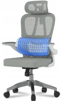 Image de Chaise de bureau ergonomique OC3W-Lite, avec repose-tête en mesh 2D, de couleur grise