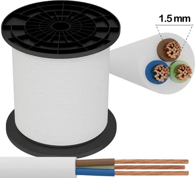 Produktbild von Stromkabel Elektrokabel H05VV-F 3-adrig 3x1.5 Weiß 1 meter