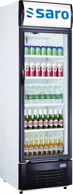 Produktbild von SARO Getränkekühlschrank mit Werbetafel, Modell GTK 382