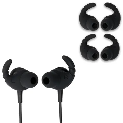Produktbild von kwmobile 6x Universal Kopfhörer Haken für In-Ear Headphones - Silikon Hook Cover Set Schwarz - Ohrstöpsel Silikonhülle mit Haken