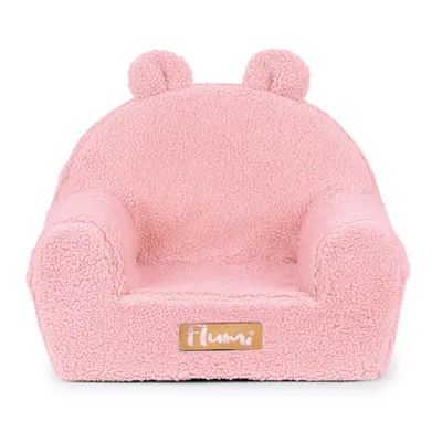 Productafbeelding van Flumi kinderfauteuil van bouclé met oortjes en naamgravure, roze