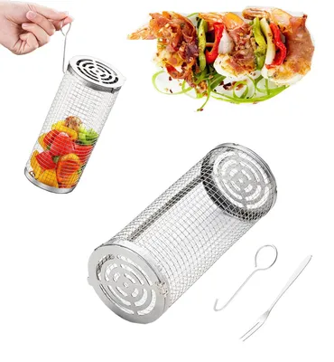Produktbild von Tragbarer Grillrost aus Edelstahl für Gemüse und Fleisch