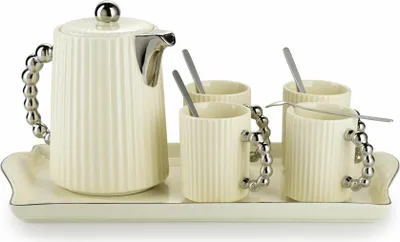Produktbild von HowHomely Kávový riad Luca Silver - Elegantná porcelánová séria pre špeciálne príležitosti Cream 6-dielna
