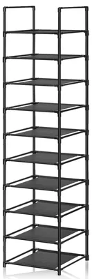 Schoenenrek mit 10 Ebenen, schwarz, 204 cm hoch, freistehend