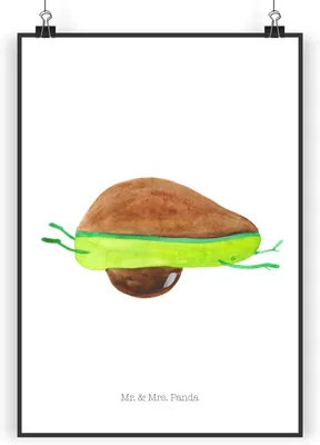 Produktbild von Mr. & Mrs. Panda Bild Avocado Yoga DIN A5 - Weiß - Geschenk, Deko, Wandbild, Bauch, wanddeko, drucke, Plakat, Hilfe, Haha, Humor, Sport
