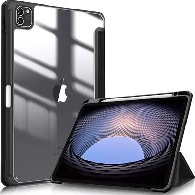Produktbild von Fintie Hybrid Hülle für iPad Pro 11 2022/2021 (3./4. Generation) mit Stifthalter - Stoßfeste Schutzhülle mit transparenter Hartschale auf der Rückseite für iPad Pro 11 2020/2018, Schwarz