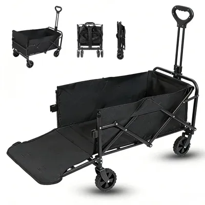 Imagen del producto de Carritos de jardín plegables con ruedas estrechas y mango ajustable