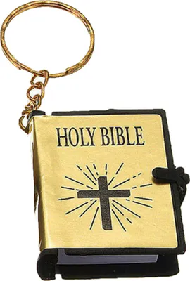 Produktbild von Mini religiöser christlicher Heiliger Bibelbuch-Anhänger zum Aufhängen, Schlüsselanhänger, Schlüsselanhänger-Golden