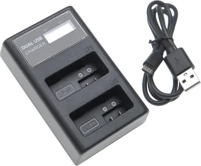 Produktbild von vhbw Dual USB Ladegerät kompatibel mit Canon EOS 600D, 650D, 700D, 550D, Kiss X4 Kamera/Akku - Ladeschale + Micro-USB-Kabel mit Display, 8,4 V