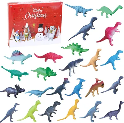 Imagen del producto de Calendario de Adviento de dinosaurios - Set de 24 unidades - Juguetes de dinosaurios - Calendario navideño para niños - Calendario de Adviento de dinosaurios